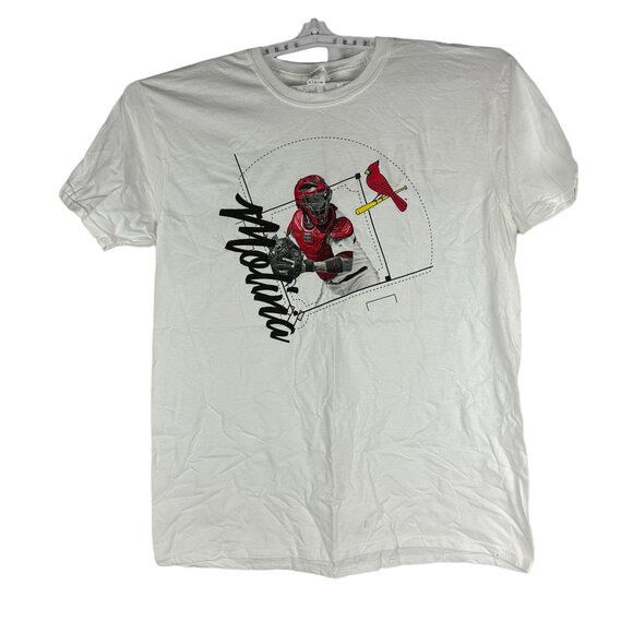 St. Louis Cardinals Catcher Men's Graphic Tee Gildan Softstyle White Size XL - Picture 2 of 5